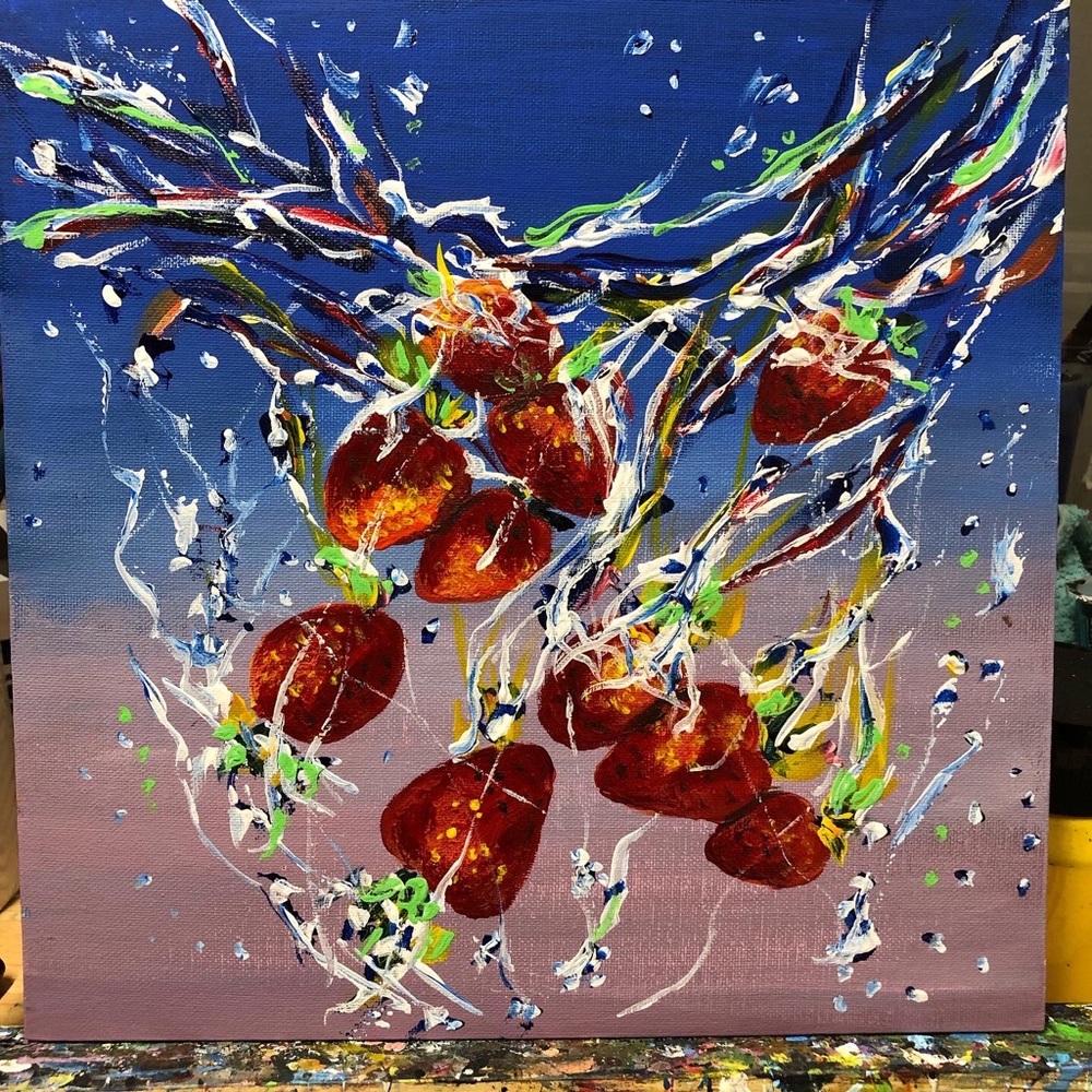 NEW Strawberries Acrylic Painting by me